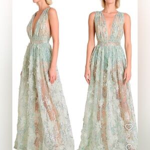 Zuhair Murad Mint Green Backless Dress